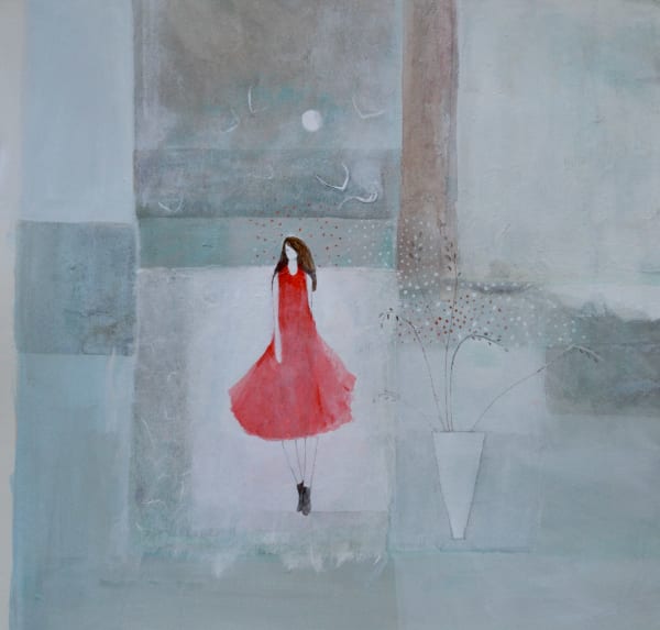 Julie Collins CALLING FOR YOU IS YOUR DAUGHTER Acrylic and watercolour 17 3/4 x 16 1/8 in 45 x 41 cm