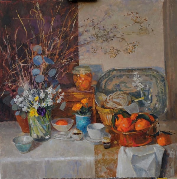 Pamela Kay, STILL LIFE WITH CLEMENTINES AND SMALL CAKES