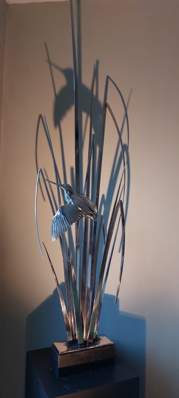 Jason Sweeney SNIPE IN GRASSES Stainless Steel 69 x 15 x 13 in 175.3 x 38.1 x 33 cm
