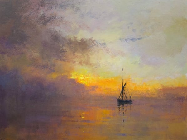 Matthew Alexander EVENING ANCHORAGE Oil on board 12 x 16 in 30.5 x 40.6 cm