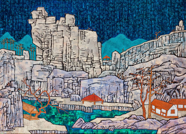 Red Pavilion in Spring Time《春江红亭》