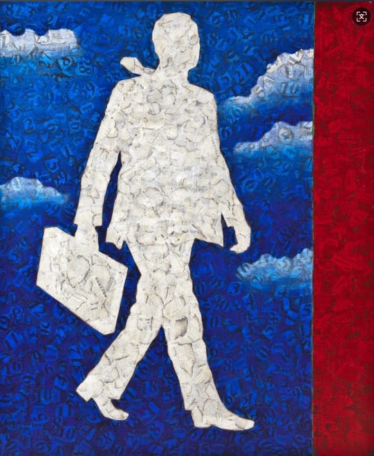 Dream VS Reality, 1999 Mixed media on canvas 180 x 150cm The first work in “Metropolis” series