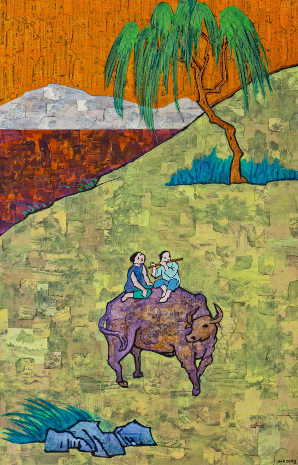 Strolling around under the Sound of Transverse Flute with the Old Water Buffalo - New Interpretation of Feng Zikai’s Poem《老牛亦是知音者，横笛声中缓步行-丰子恺诗意》