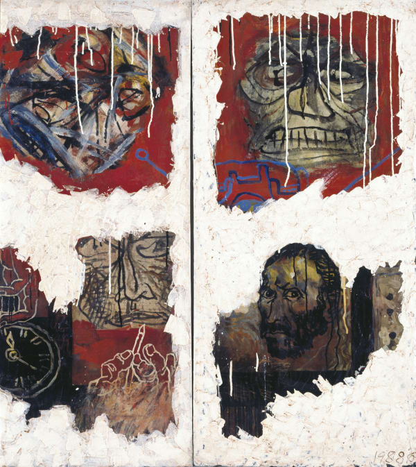 Greeting to Van Gogh《向梵高致敬》, 1988 Mixed media on canvas 综合媒材布本 115 × 55cm × 2