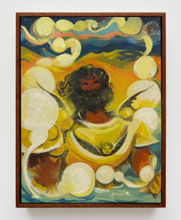 Asif Hoque (Bangladeshi-American, b. 1991) GOLDENBOY & GOLDENGIRL 1, 2025 Oil on Linen 12" x 9" (31 x 23 cm) Framed: 12 3/4" x 9 3/4" (32 x 25 cm) Unique (ATH.25527)