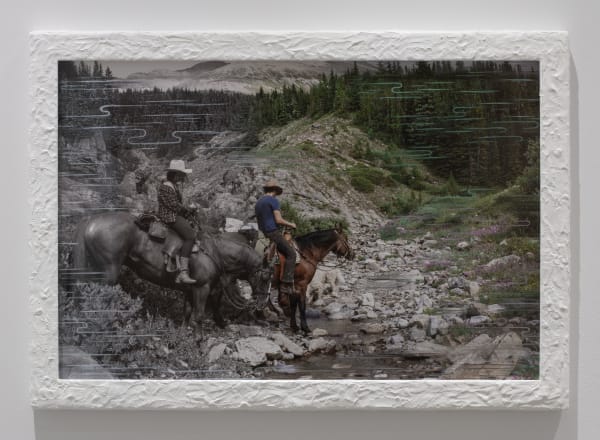 Sarah Anne Johnson (Canadian, b. 1976) Crossing Over (Mountain), 2025 Pigment Print with Oil Paint, in Artist Made Frame Image: 20 1/4" x 30 1/4" (51.5 x 77 cm) Unique Variation of 3