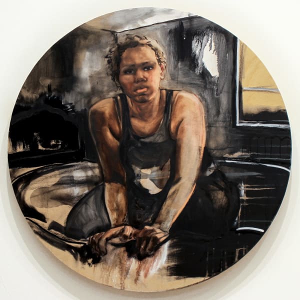 Untitled (Study), 2024 Oil, Acrylic, and Graphite on Panel Diameter: 32" (81.5 cm) Unique