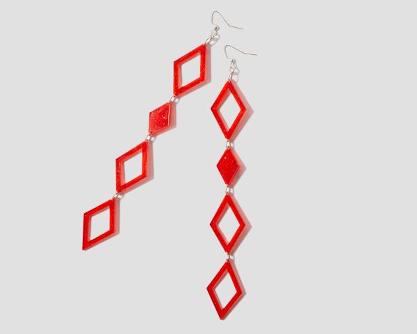 Kristin Gentry, Long Diamond Earrings (Red), 2022