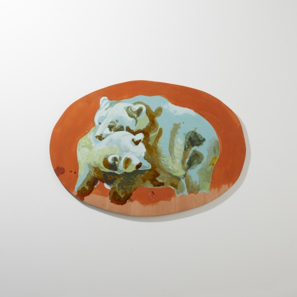 Tilke Elkins, OTHER ANIMALS I ALMOST SEE: Red ochre with green figures, 2020