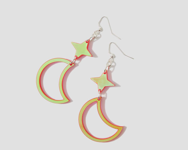 Kristin Gentry, Moon and Morning Star Earrings (Red), 2024