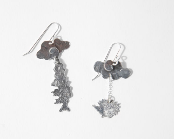 Annette Doreng-Stearns, Hedgehog/Tree Earrings, 2025