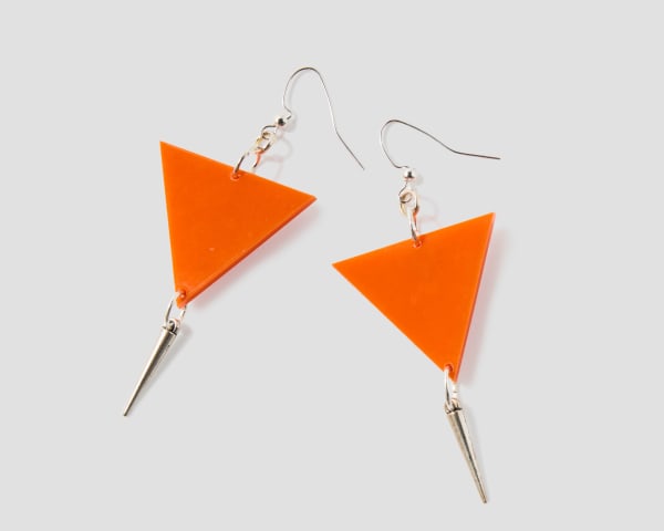 Kristin Gentry, Triangle Earrings with Spike (Orange), 2025