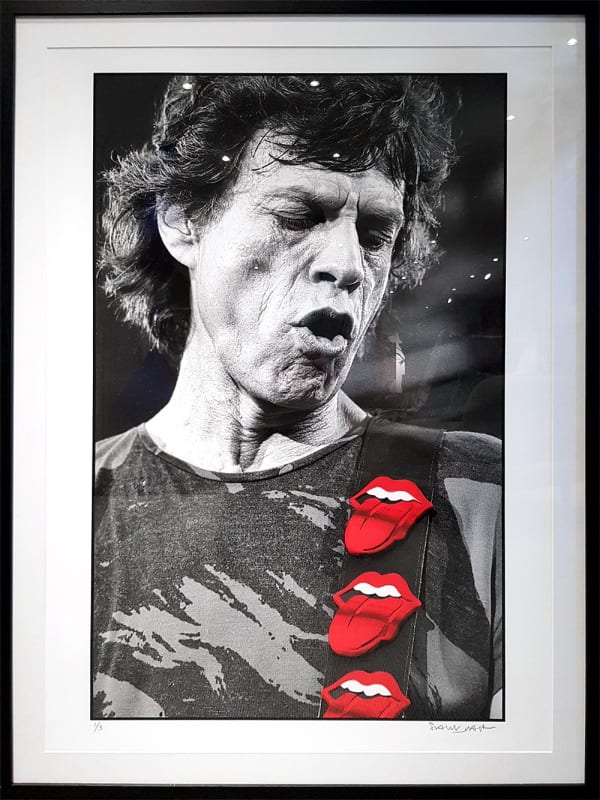 Scarlet Page Jagger X Scarlet · Accompanied by a Certificate of Authenticity signed by Scarlet Page · Printed with a white border accommodating signature and edition number · Giclèe printed on Hahnemühle Photo Rag® 308gsm · Hand signed & numbered by Scarlet Page · Framed and mounted under glass 100 x 70 cm 39 ¼ x 27 ½ in Edition 1 of 3 (Edition record)