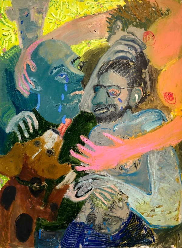 Ashley Norwood Cooper, The Crying Men Comforted by The Divine Feminine (and also a beagle), 2020
