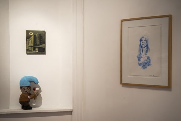 ''Dark Ages'' / exhibition view at Aeroplastics, Rue Blanche Str., 2015-2016 / works by Stefan RINCK, Marcel van EEDEN, Wim DELVOYE