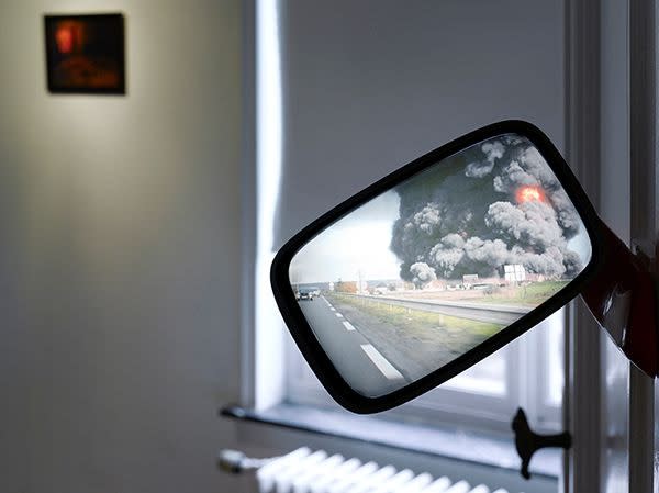 "HeHe - Antroposphere": installation view / Aeroplastics @ Rue Blanche Str., Brussels, 2014 / Step on the gas (2014)