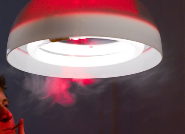 "HeHe - Antroposphere": installation view / Aeroplastics @ Rue Blanche Str., Brussels, 2014 / Smoking Lamp II (2013)