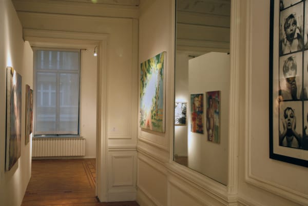 exhibition view 'In my solitude' / Aeroplastics, Rue Blanche, 2007-2008. Ph: Vincent Everarts / partial views with works by Gerard Malanga, Nazanin Pouyandeh (mirror), David Humphrey