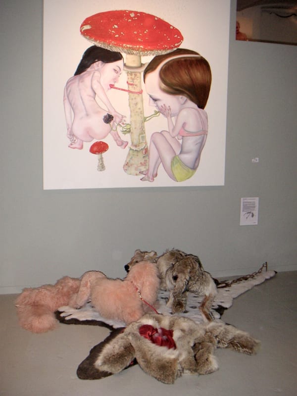 Boost in the Shell - The Pursued: exhibition view at De Bond, Bruges, 2005. Works by Leopold Rabus & Dominic McGill.