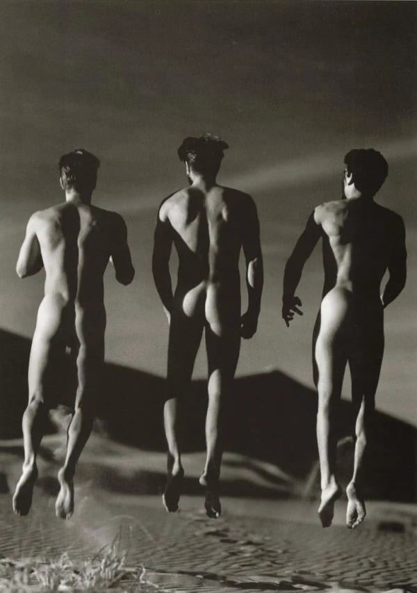 Greg Gorman, Three boys jumping, 1991, BW print Courtesy Wouter Van Leeuwen gallery, Amsterdam