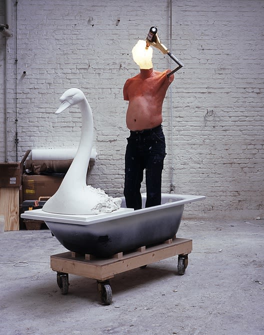 John Isaacs, Let the Golden Age Begin (Reverie), 2005, wax plaster, stell, electrical appliance, water, beer, glass, rubber, ceramic, colthes, hair... etc.. Courtesy of 20.21. Galerie Edition Kunsthandel GmbH, Essen & Aeroplastics contemporary, Brussels