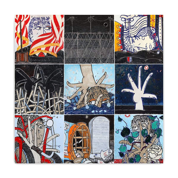 If I Had Your Hand, I'd Cut Mine off, 2021. Oil, oil stick, wax pastel, graphite on canvas.