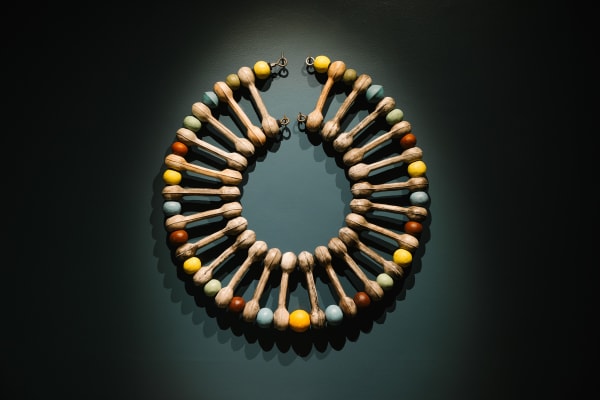 Sharif Bey, “Louie Bones” (2020), earthenware, vitreous China, mixed media