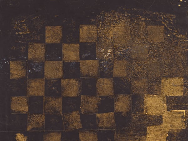 Ronny Quevedo, study of equilibrium, 2024, Carbon copy and metal leaf on paper