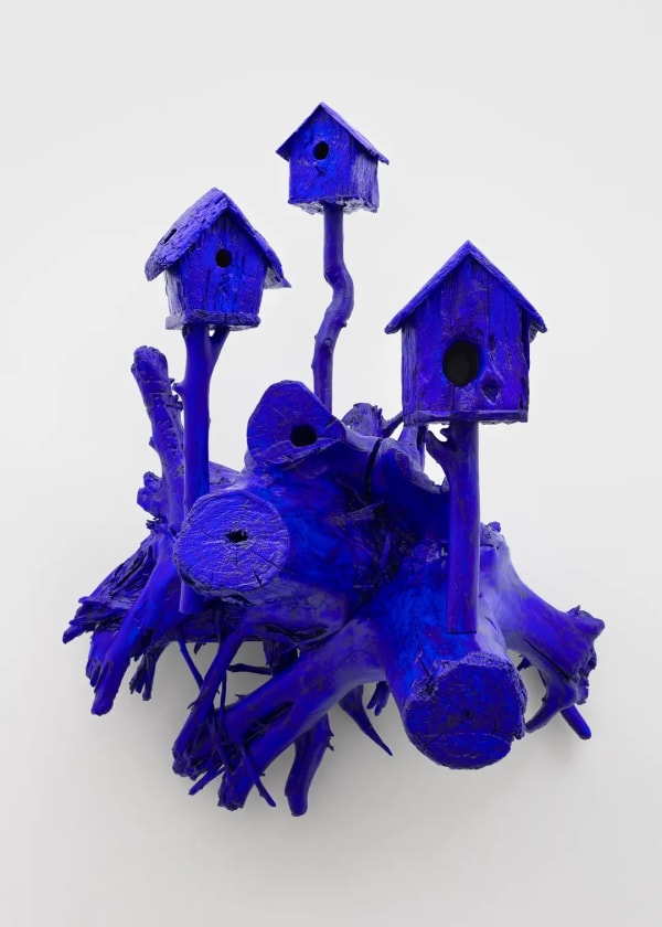 Donald Moffett, "Lot 110123 (nature cult, houses)," 2023. Wood, acrylic and steel. Courtesy Center for Maine Contemporary Art.