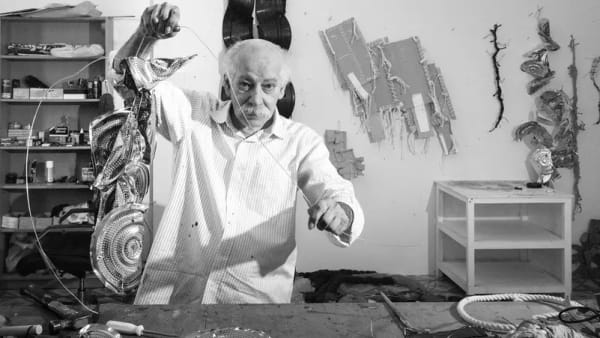 A pioneer of conceptual art and experimental practice in the Middle East, late Emirati artist Hassan Sharif seen in his studio. (Courtesy: Maaziar Sadr)