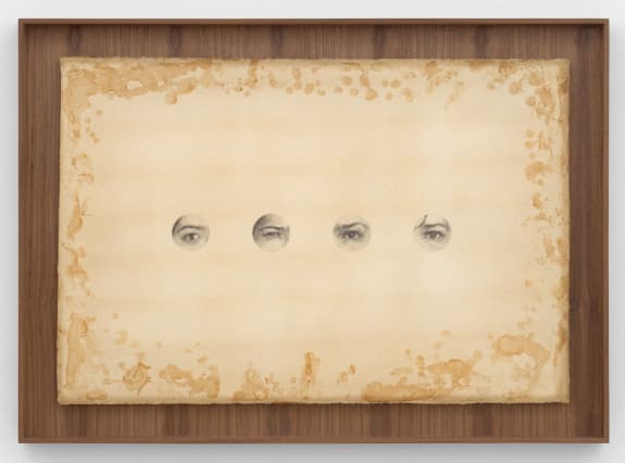 Untitled (Laura Aguilar’s eyes), 2024, Graphite on lacquered mulberry paper