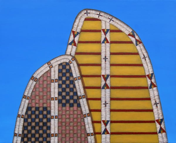 Dyani White Hawk’s “Čante Skúya,” an acrylic on canvas painting from 2012. (Provided by MCA Denver)