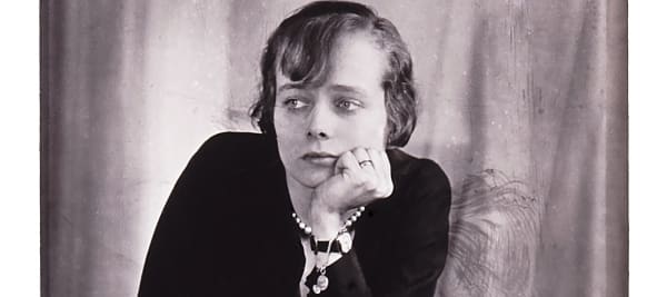 Berenice Abbott, "Betty Parsons," ca. 1927; Vintage silver print, 2 1/8 x 2 3/8 in.; NMWA, Gift of Wallace and Wilhelmina Holladay
