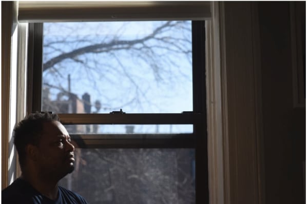 Artist Steve Locke in his home and studio in Brooklyn. JENNIFER S. ALTMAN