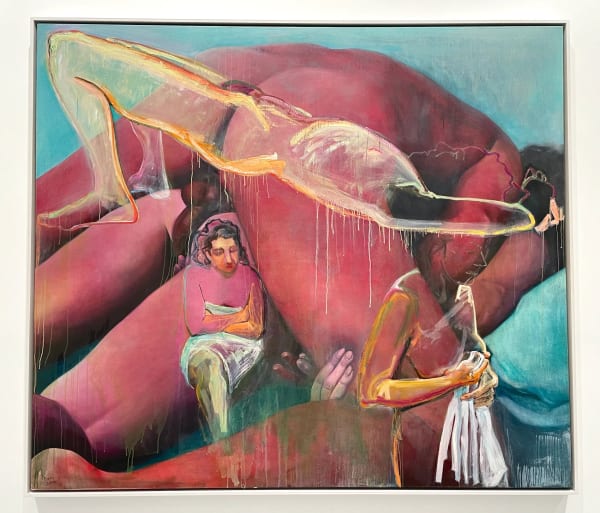 Joan Semmel, "Bottoms Up" (1973/1992), oil on canvas (Natalie Haddad/Hyperallergic)