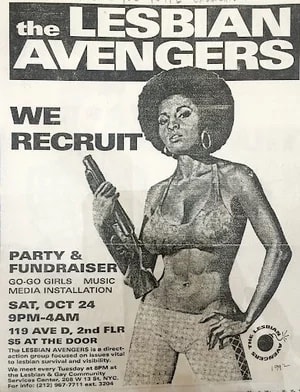 A flyer designed by Carrie Moyer, collection of the Lesbian Herstory Archives.