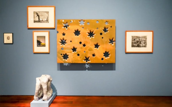 Art by Donald Moffett (center). "Lot 082516 (excavation)," 2016.