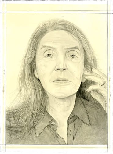 Portrait of Joan Semmel. Pencil on paper by Phong Bui. From a photo by Elfie Semotan.