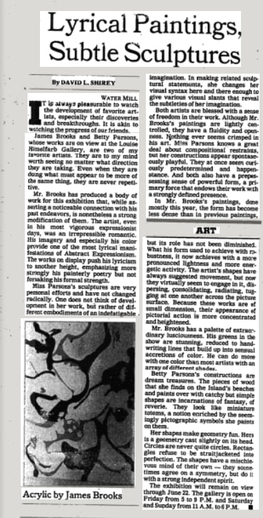 Lyrical Paintings, Subtle Sculptures, The New York Times
