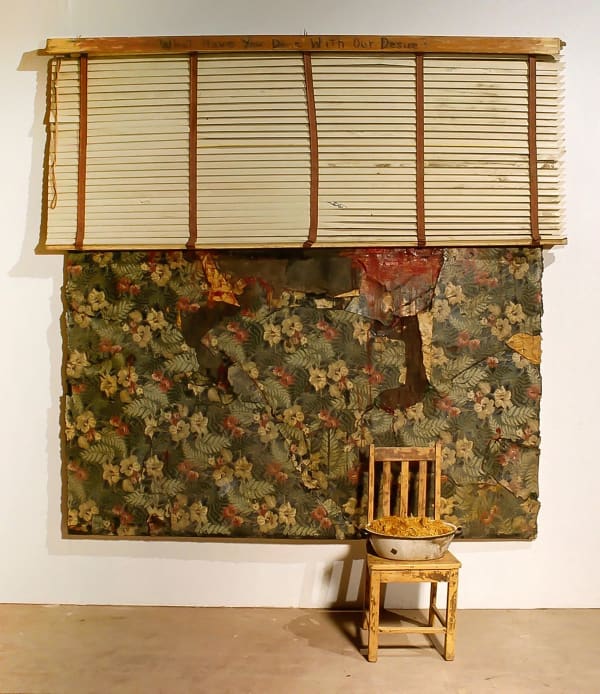 Harmony Hammond, “What Have You Done With Our Desire?” (1997), mixed media in 3 parts, ~117 x 106 x 27 inches (© 2023 Harmony Hammond / Licensed by VAGA at Artists Rights Society (ARS); courtesy the artist and Alexander Gray Associates, New York)