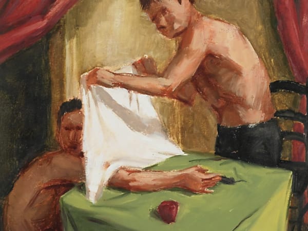 "Mouse & Apple," 1988, Oil on board