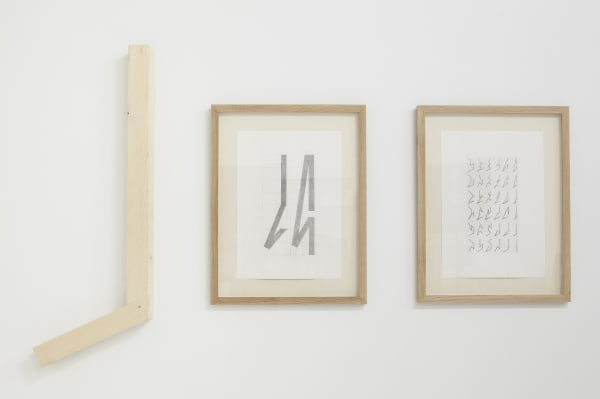 Hassan Sharif, Six Points Angular Lines - Part 1, 2013 Mixed Media. Accompanied by 8 draft papers. Dimensions Variable