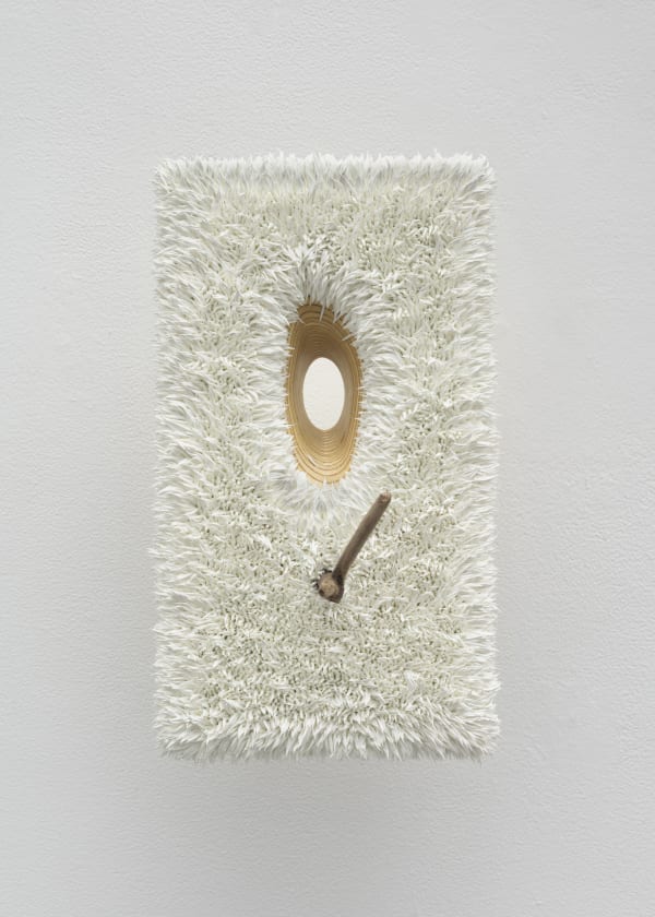 Lot 010624 (nest), 2024 Oil on linen on panel, wood, and steel 12 3/4 x 7 x 9 3/4 in (32.4 x 17.8 x 24.8 cm)