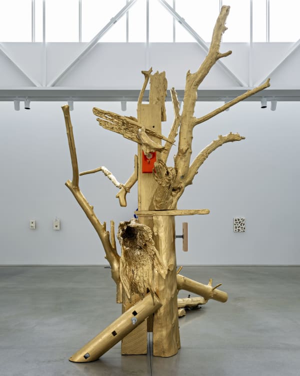 Lot 030323 (the golden bough), 2023 Oil-based enamel on wood and hardware 166 1/2 x 97 x 95 in (422.9 x 246.4 x 241.3 cm)