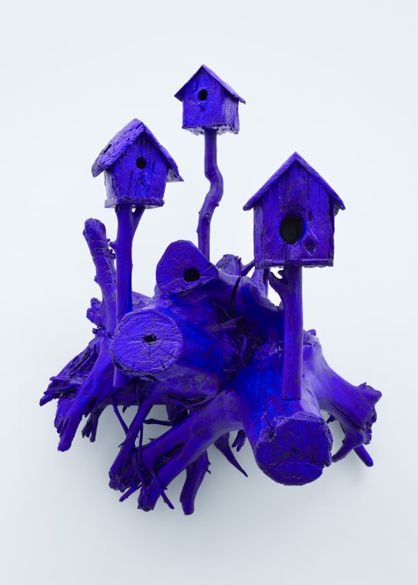 Lot 110123 (nature cult, houses), 2023 Wood, acrylic, and steel 56 1/4 x 43 1/2 x 36 in (142.9 x 110.5 x 91.4 cm)