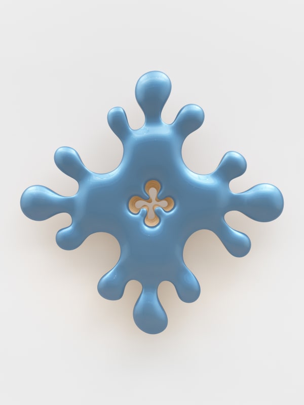 Lot 020421 (beautiful blue), 2021 Epoxy resin, urethane paint, and UV ceramic clear coat on wood and urethane panel with steel hardware 59 x 59 x 7 1/2 in (149.9 x 149.9 x 19.1 cm)