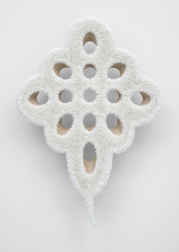 Lot 022421 (nature cult, emblem 8), 2021 Oil on linen on wood panel, steel 33 x 23 5/8 x 5 1/4 in (83.8 x 60 x 13.3 cm)