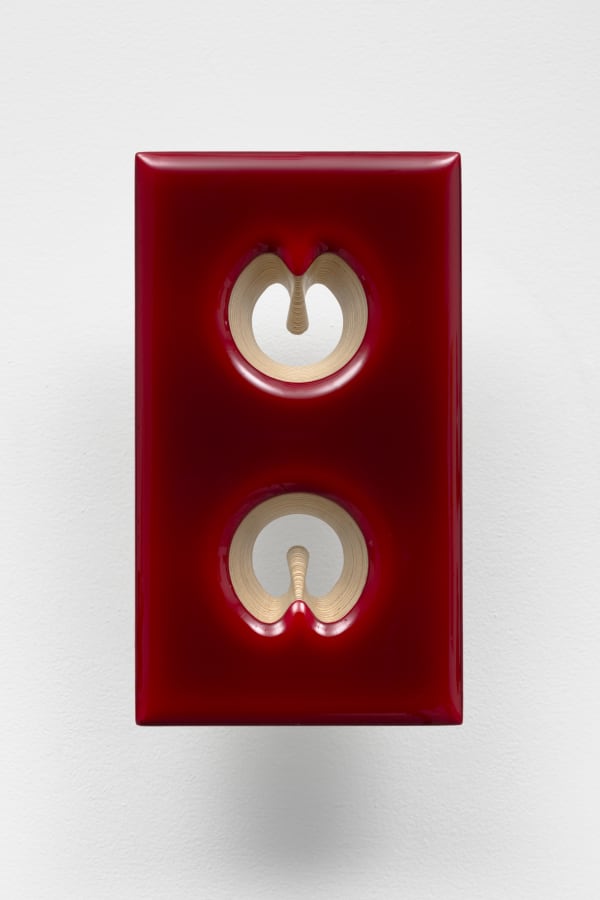Lot 012121 (the intimates), 2021 Pigmented epoxy resin on wood panel with steel hardware 14 x 8 x 5 3/4 in (35.6 x 20.3 x 14.6 cm)