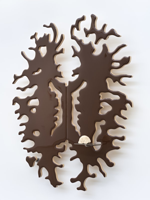 Lot 082019 (cocoa brain), 2019 Pigmented epoxy resin on wood panel with steel hardware 96 x 84 x 6 1/2 in (243.8 x 213.4 x 16.5 cm)