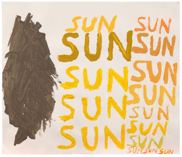 Chris Johanson Sun Sun Sun, 2011 Acrylic and latex on paper 14 x 16 1/4 in 35.56 x 41.275 cm
